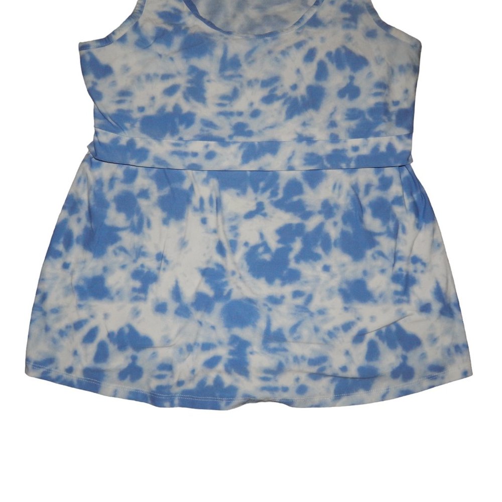 TIME AND TRU MATERNITY women's maternity medium blue white tie dye nursing tank - Picture 3 of 9